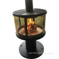 Factory supply outerdoor wood burning stove with round glass